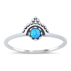 Sterling Silver Oxidized Bali Blue Lab Opal Ring