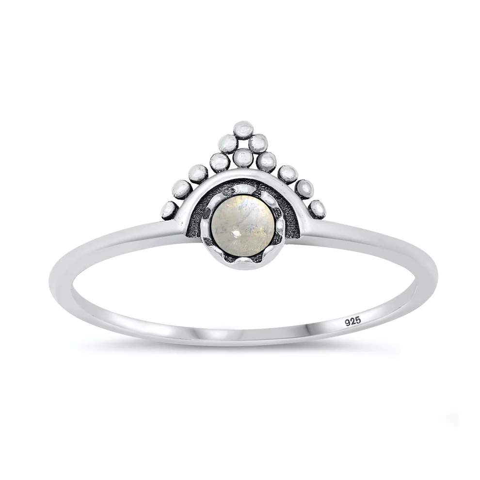 Sterling Silver Oxidized Moonstone Stone Ring