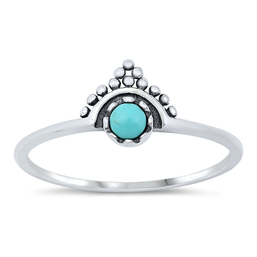 Sterling Silver Oxidized Bali Turquoise Stone Ring