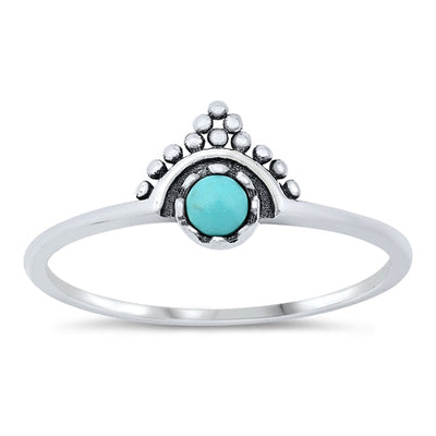 Sterling Silver Oxidized Bali Turquoise Stone Ring