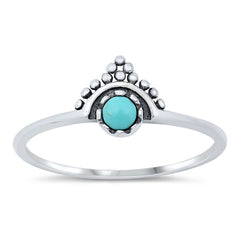 Sterling Silver Oxidized Bali Turquoise Stone Ring