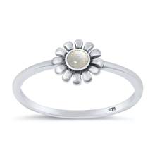 Load image into Gallery viewer, Sterling Silver Oxidized Flower Moonstone Stone Ring