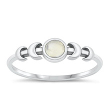 Load image into Gallery viewer, Sterling Silver Oxidized Moonstone Moon Phases Stone Ring