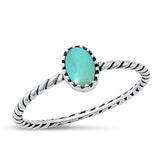 Sterling Silver Oxidized And Polished Oval Turquoise Ring