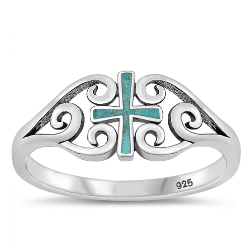 Sterling Silver Oxidized Genuine Turquoise Ring-9.4mm