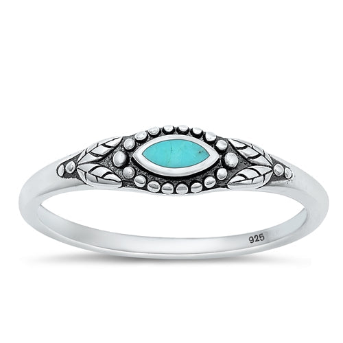 Sterling Silver Oxidized Genuine Turquoise Ring-6mm