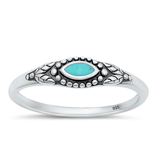 Sterling Silver Oxidized Genuine Turquoise Ring-6mm