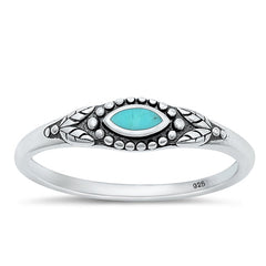 Sterling Silver Oxidized Genuine Turquoise Ring-6mm