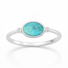 Load image into Gallery viewer, Sterling Silver Rhodium Plated Turquoise Stone Ring