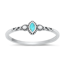 Load image into Gallery viewer, Sterling Silver Oxidized 6mm Genuine Turquoise Stone Ring