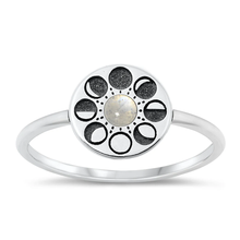 Load image into Gallery viewer, Sterling Silver Oxidized Moonstone Moon Phases Ring