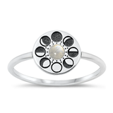 Sterling Silver Oxidized Moonstone Moon Phases Ring