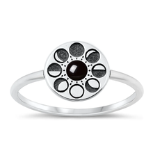 Load image into Gallery viewer, Sterling Silver Oxidized Black Agate Moon Phases Ring