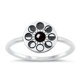 Sterling Silver Oxidized Black Agate Moon Phases Ring