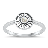 Sterling Silver Oxidized Sun Moonstone Stone Ring