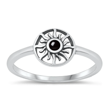 Load image into Gallery viewer, Sterling Silver Oxidized Sun Black Agate Stone Ring