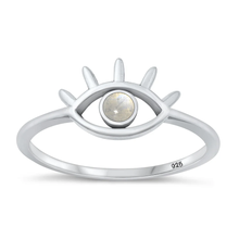 Load image into Gallery viewer, Sterling Silver Oxidized Evil Eye Moonstone Stone Ring