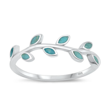 Sterling Silver Rhodium Plated Vines Genuine Turquoise Stone Ring