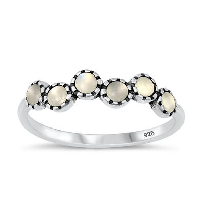 Sterling Silver Oxidized 3.6mm Moonstone Stone Ring