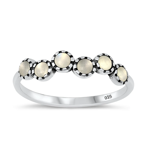 Sterling Silver Oxidized 3.6mm Moonstone Stone Ring
