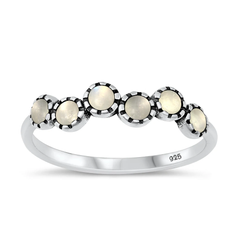 Sterling Silver Oxidized 3.6mm Moonstone Stone Ring