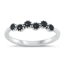 Load image into Gallery viewer, Sterling Silver Oxidized 3.7mm Black Agate Stone Ring