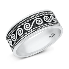 Sterling Silver Oxidized Bali Design Ring