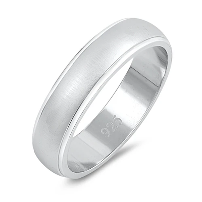 Sterling Silver 5mm Round Border Edge Wedding Band