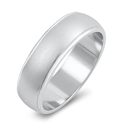 Sterling Silver 6mm Round Border Edge Wedding Band