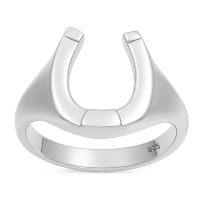 Sterling Silver Oxidized And High Polish Horse Shoe Ring