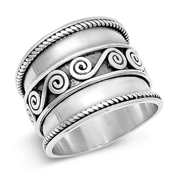Sterling Silver Oxidized Celtic Bali Design Ring