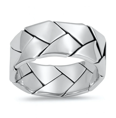 Sterling Silver Oxidized And Polished Plain Ring
