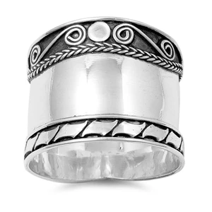 Sterling Silver 10mm Bali Design Ring
