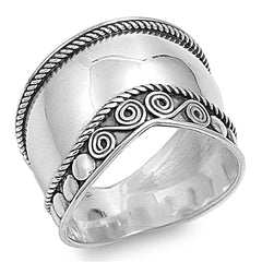 Sterling Silver Celtic V Shape Bali Design Ring