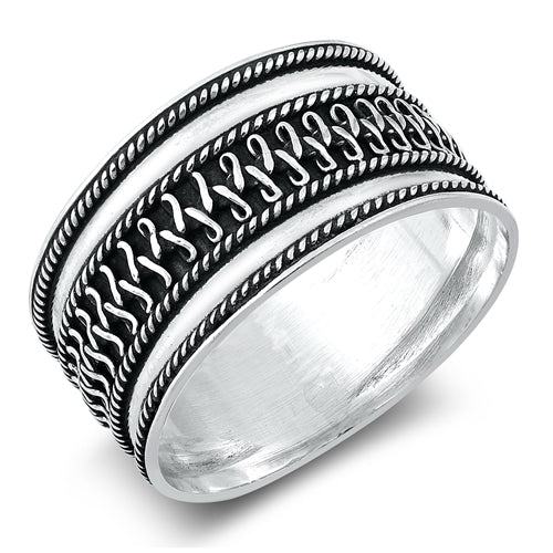 Sterling Silver Spiral 12mm Bali Design Ring