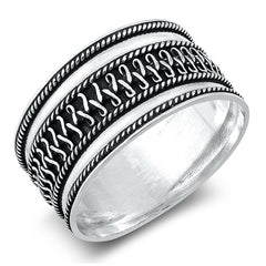 Sterling Silver Spiral 12mm Bali Design Ring