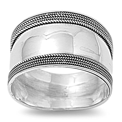Sterling Silver 12mm Bali Design Ring
