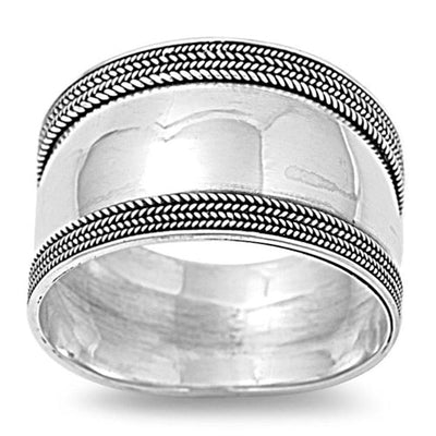 Sterling Silver 12mm Bali Design Ring