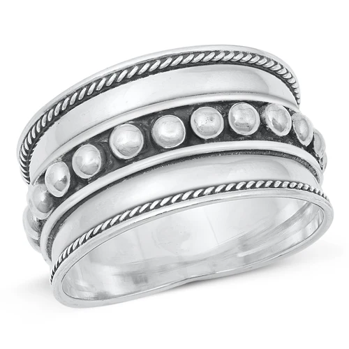 Sterling Silver Rounds Bali Design Ring