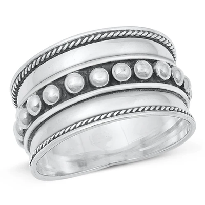 Sterling Silver Rounds Bali Design Ring
