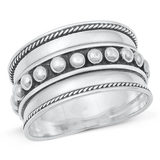 Sterling Silver Rounds Bali Design Ring