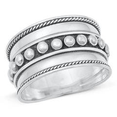 Sterling Silver Rounds Bali Design Ring