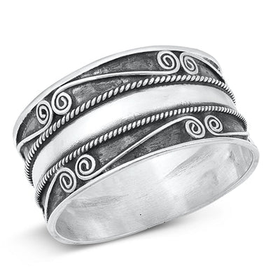 Sterling Silver 11mm Bali Design Ring