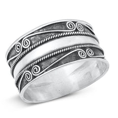 Sterling Silver 11mm Bali Design Ring