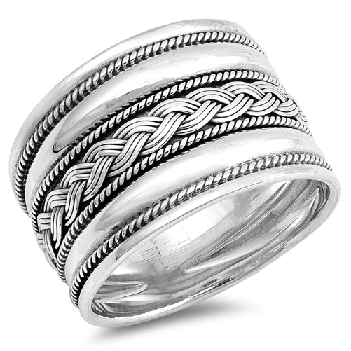 Sterling Silver Oxidized 16mm Knot Bali Design Ring