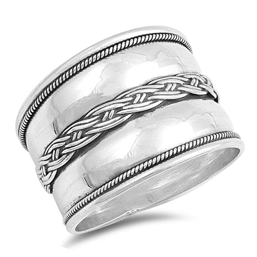 Sterling Silver Oxidized 16mm Bali Design Ring