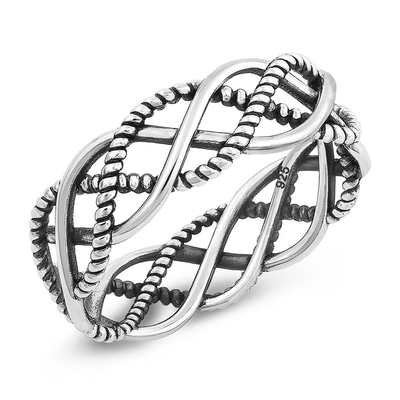 Sterling Silver Oxidized And Polished Braid Ring