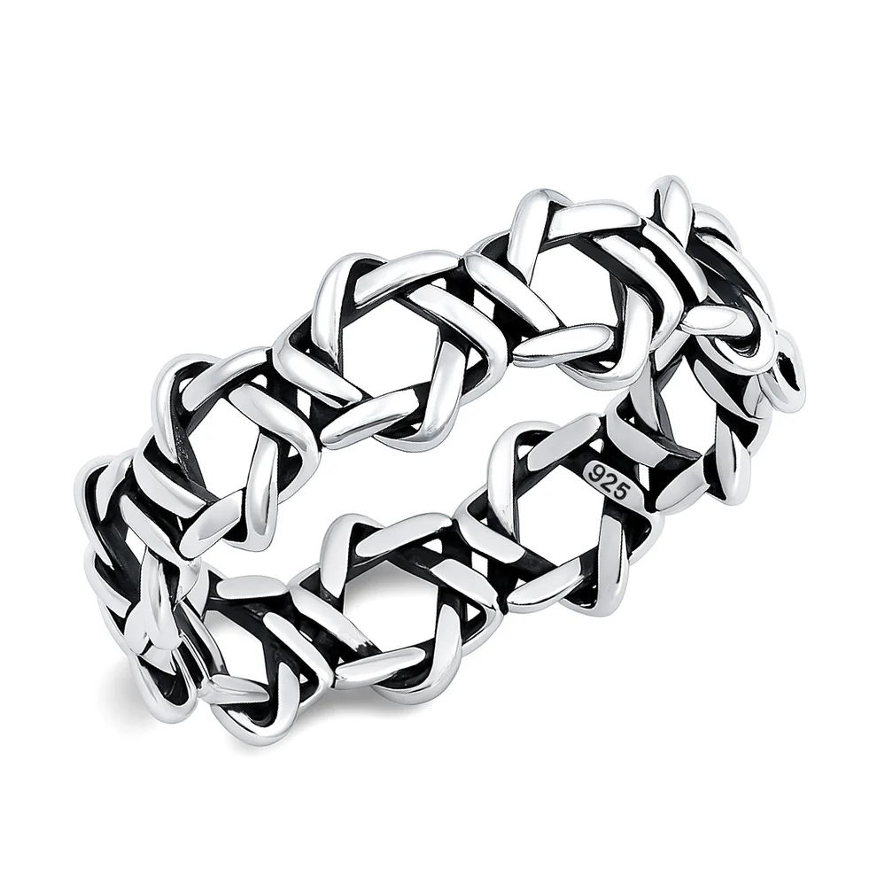 Sterling Silver Oxidized And Polished Braided Star Ring