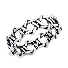 Sterling Silver Oxidized And Polished Braided Star Ring