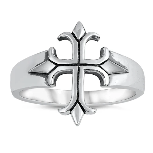 Sterling Silver Oxidized Medieval Cross Ring
